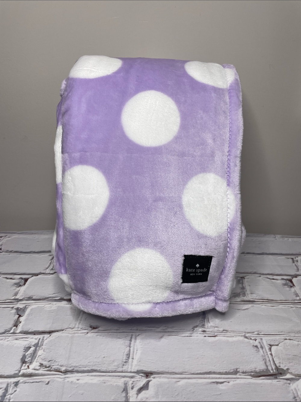 kate spade Lavender and White Polka Dot Plush Throw